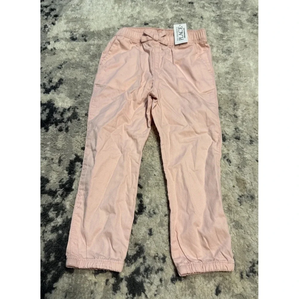 NWT The Children's Place Girls Sz 3T 3 Toddler Pink Twill Pull-On Jogger Pants